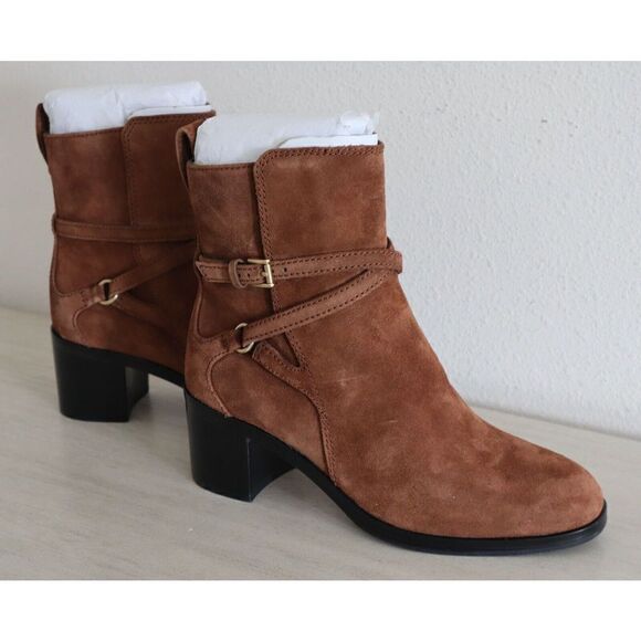 Rag & Bone Women's Sz 7 Hazel Brown Suede Leather Buckle Ankle Booties - Picture 10 of 12